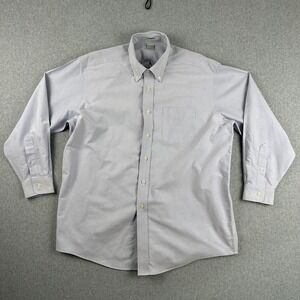 LL Bean Mens Wrinkle Resistant Oxford Button Down Long Sleeve Shirt Blue 17 33